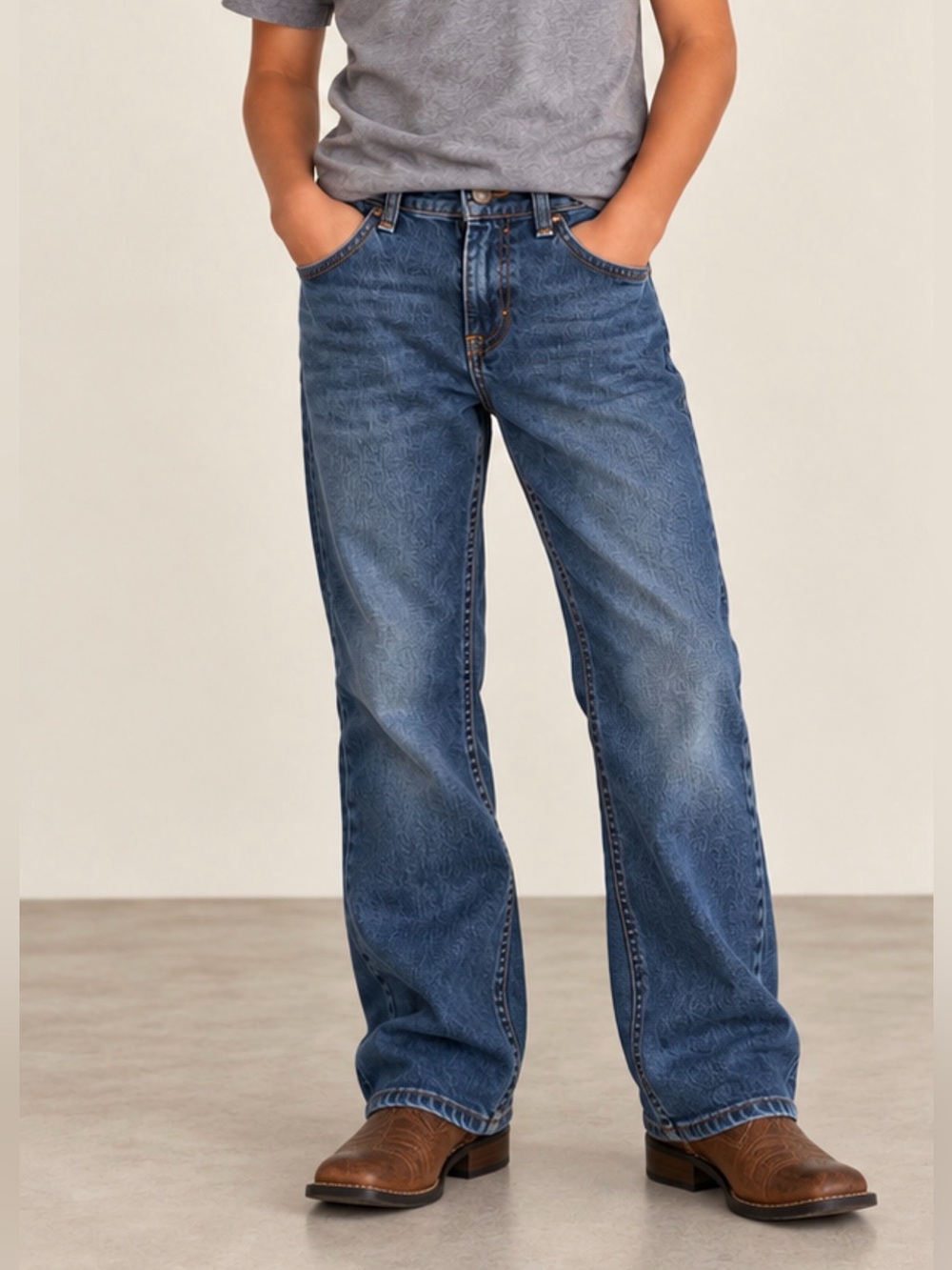 Wrangler Boys Classic Bootcut Jeans Adjustable Waist Size 12 Regular
